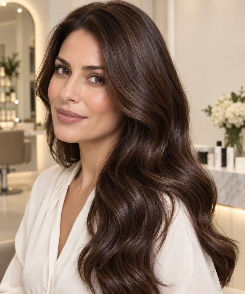 Glossy chocolate-brown waves