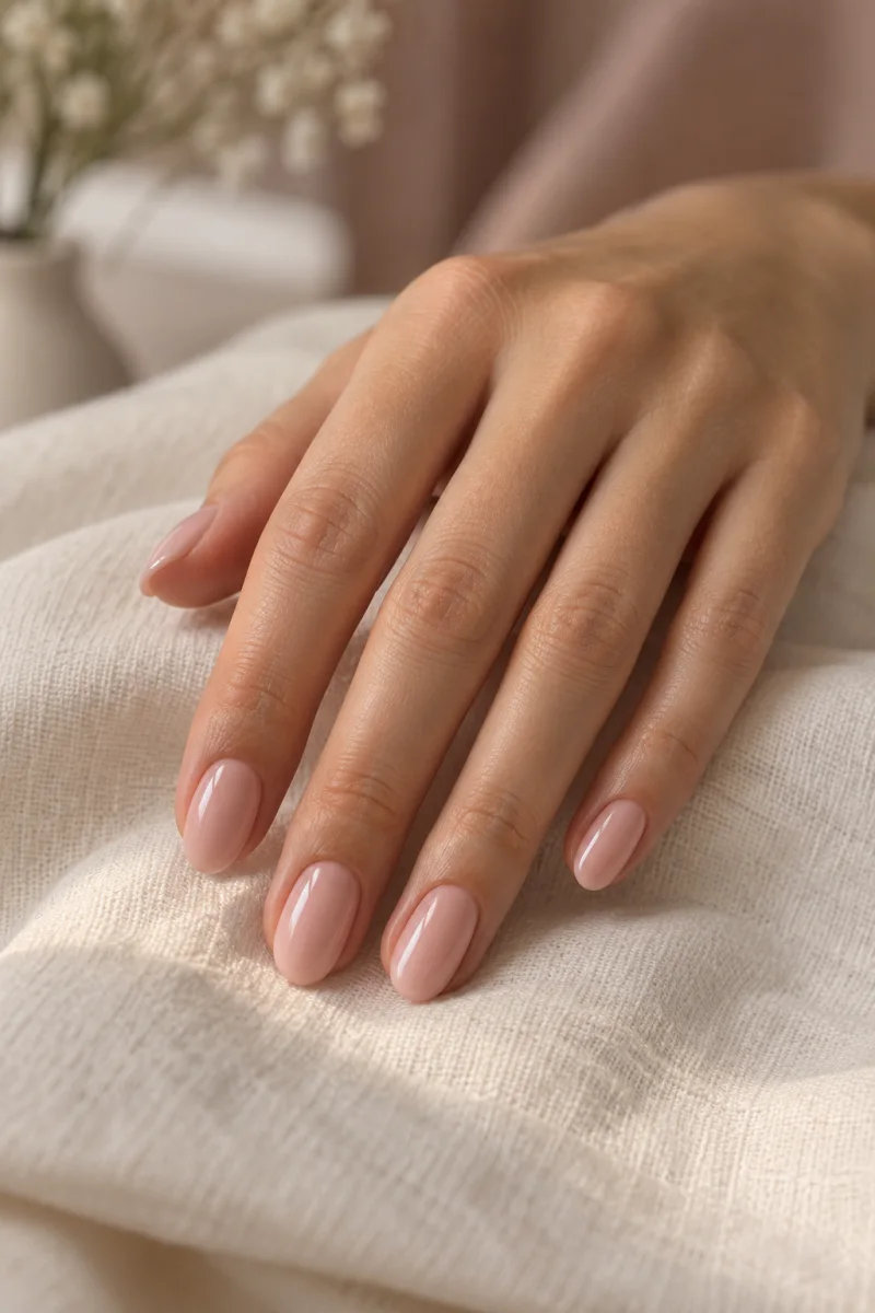 Pale rose gel manicure